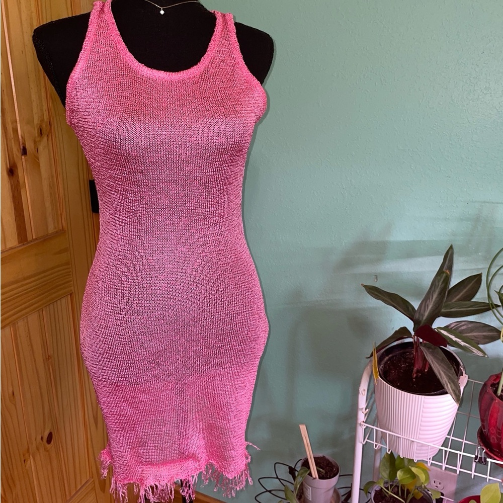Pink Knit Tank Dress